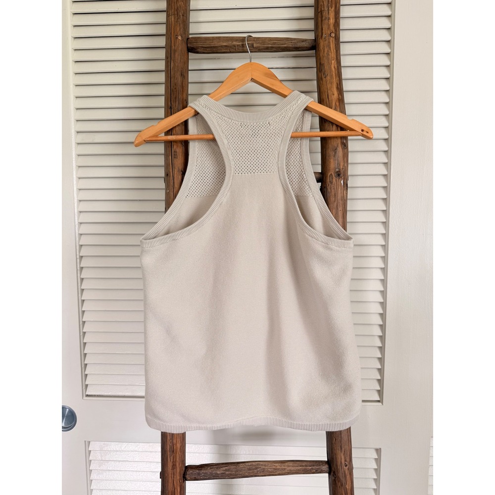 Banana Republic Knit Racerback Tank Top Large Cream - Picture 2 of 4